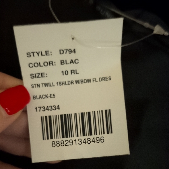 NWT Alfred Sung Bow One-Shoulder Satin Trumpet Gown Black Size 10 - Picture 8 of 14